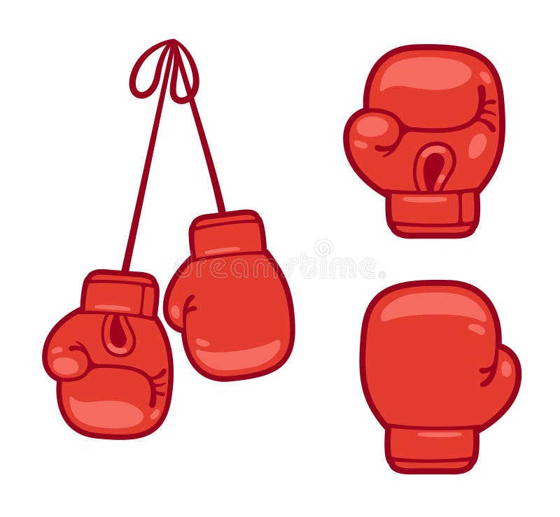 Cartoon red boxing gloves set. Isolated vector illustration. Cartoon red boxing gloves set. Isolated vector illustration